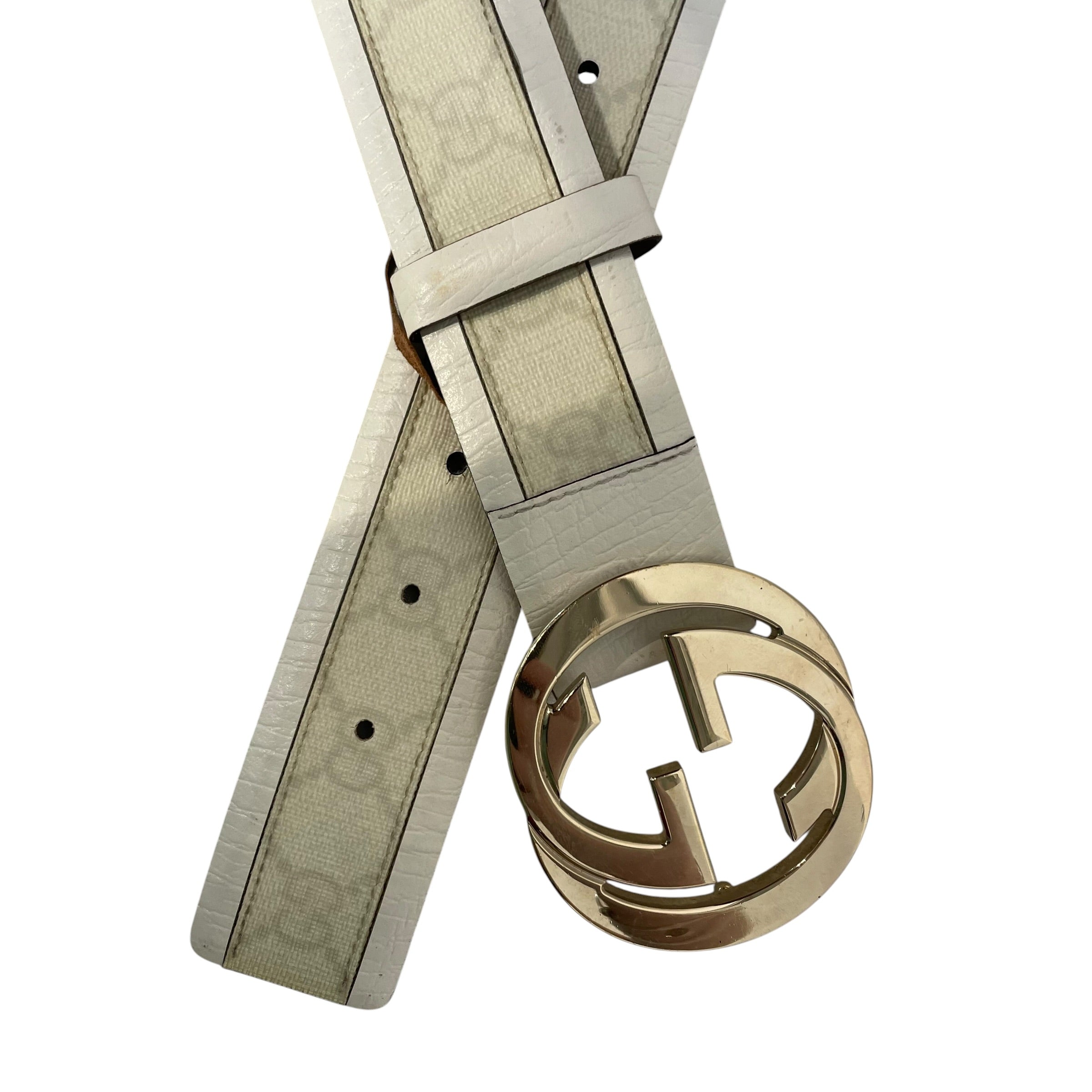 GUCCI/Belt/Monogram/Leather/WHT/L's/