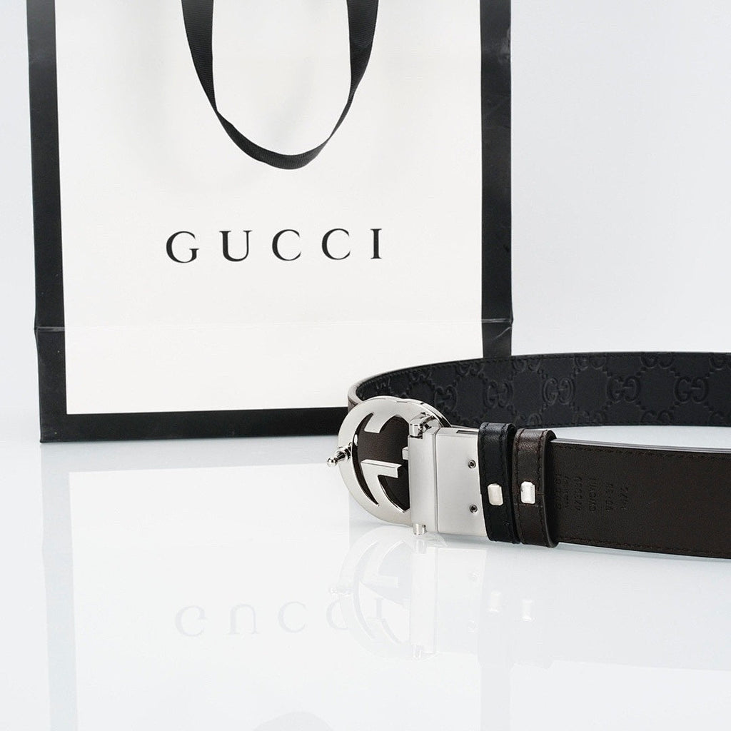 Reversible Leather Belt with Silver Buckle