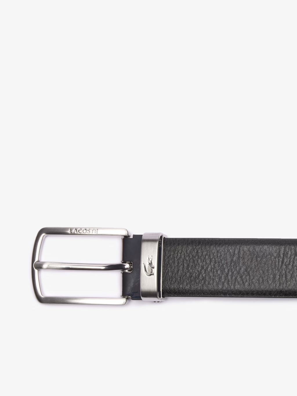 LACOSTE Smooth Leather Belt and 2 Buckle Gift Set Black Navy