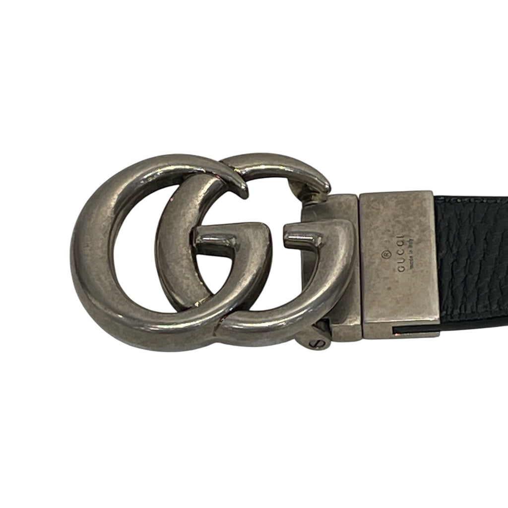 GUCCI/Belt/Leather/BLK/M's/double g silver