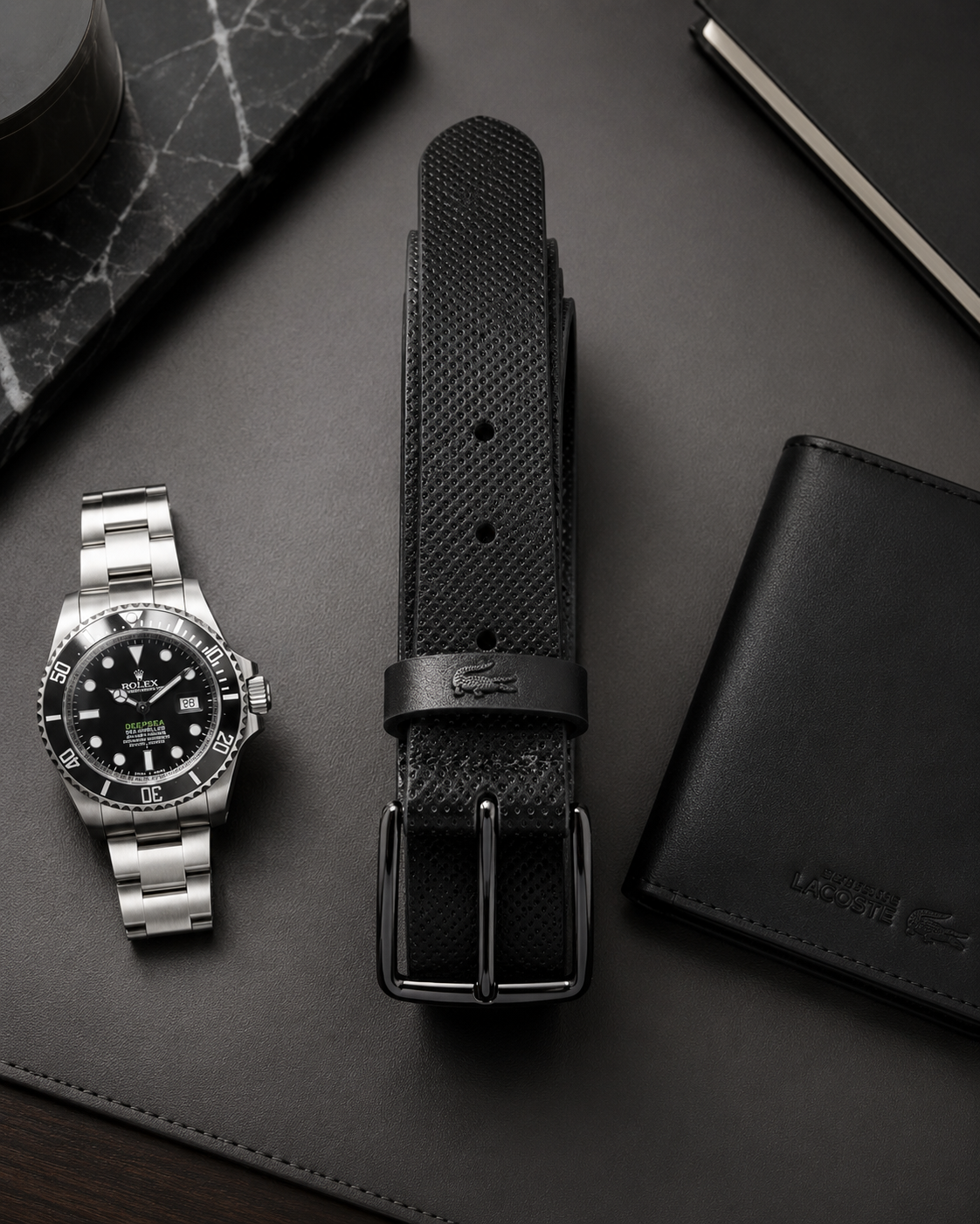 Lacoste Perforated Leather Belt Black RC4084 000