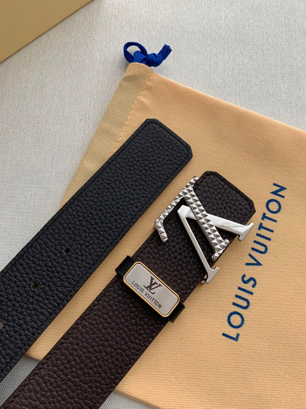 LOUIS VUITTON LV 25S BELT 38 MM IN DARK BROWN CALFSKIN 593213
