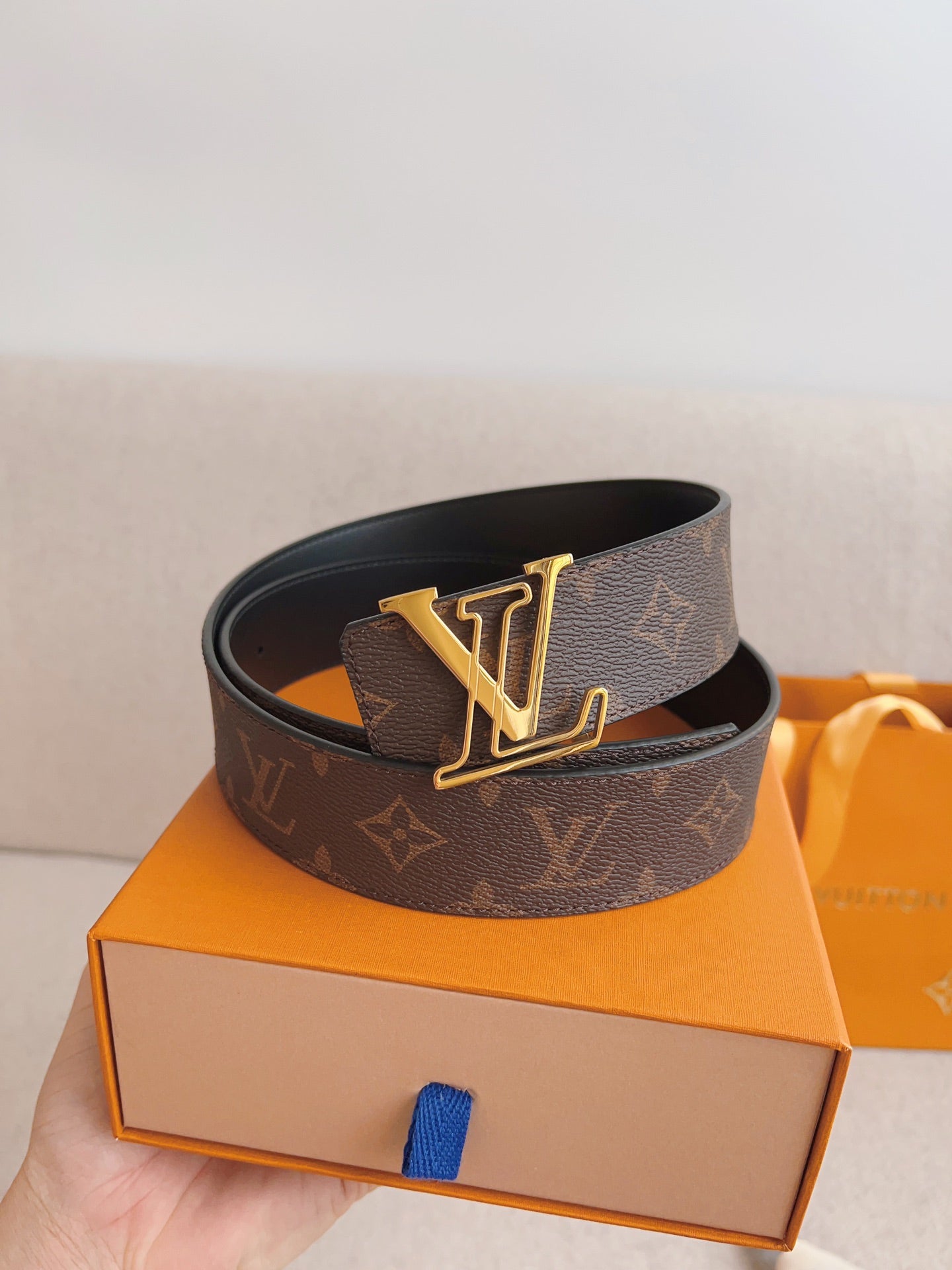 LOUIS VUITTON LV 25S BELT 40 MM IN BROWN CALFSKIN 593208