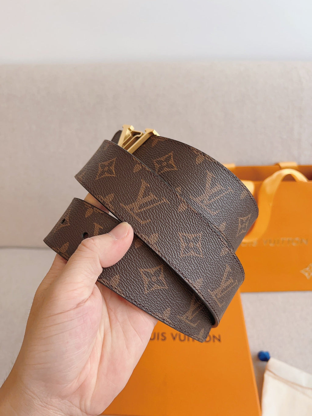 LOUIS VUITTON LV 25S BELT 40 MM IN BROWN CALFSKIN 593208