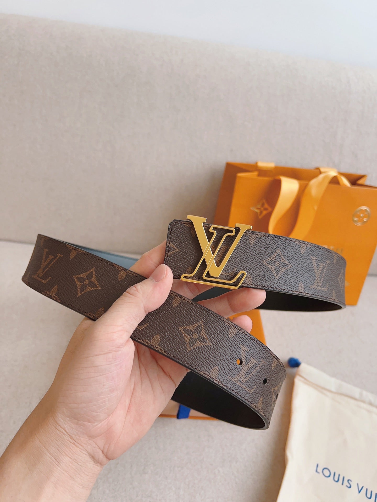 LOUIS VUITTON LV 25S BELT 40 MM IN BROWN CALFSKIN 593208