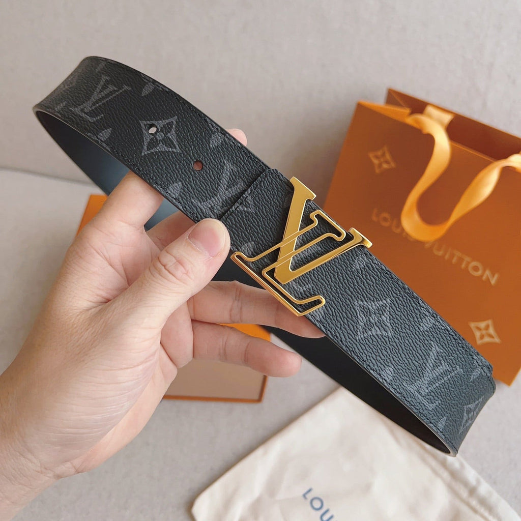 LOUIS VUITTON LV 25S BELT 40 MM IN BLACK MIX GREY CALFSKIN 593205