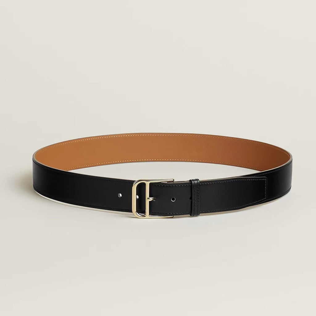 HM ROMAIN 35MM BELT BLACK LEATHER GOLD HARDWARE|Hermès belt