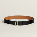 HM ROMAIN 35MM BELT BLACK LEATHER GOLD HARDWARE|Hermès belt