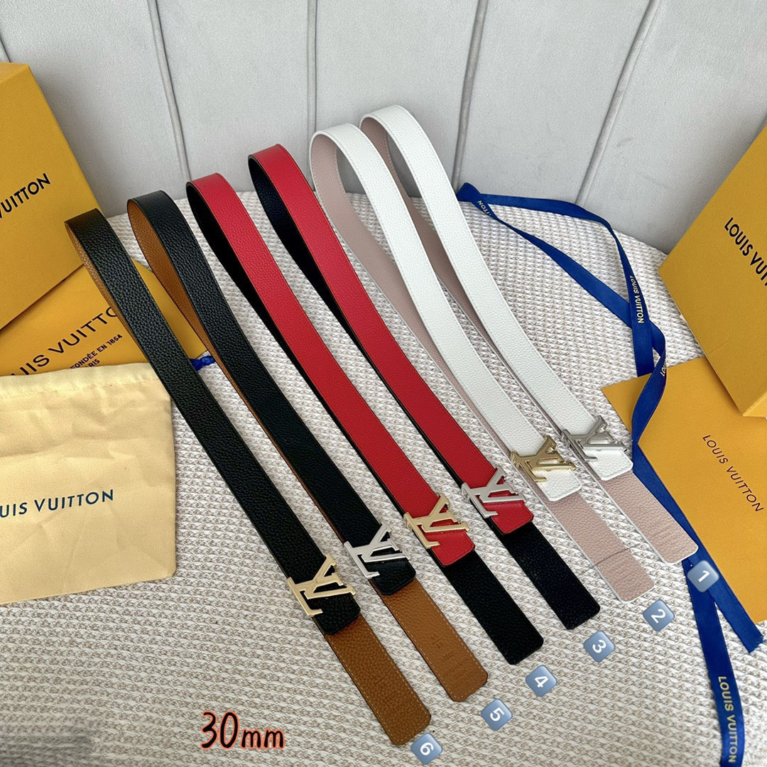 LOUIS VUITTON LV Initiales 30mm Reversible Belt Silver Buckle Tan Black Leather
