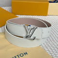 LOUIS VUITTON LV 30 MM BELTS IN WHITE AND PINK PASTEL CALFSKIN SILVER HARDWARE