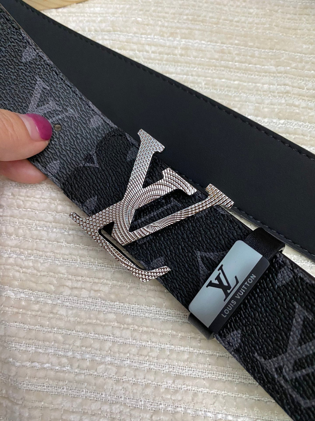LOUIS VUITTON LV 25S BELT 38 MM IN BLACK CALFSKIN PRINT PATTERNS 593287