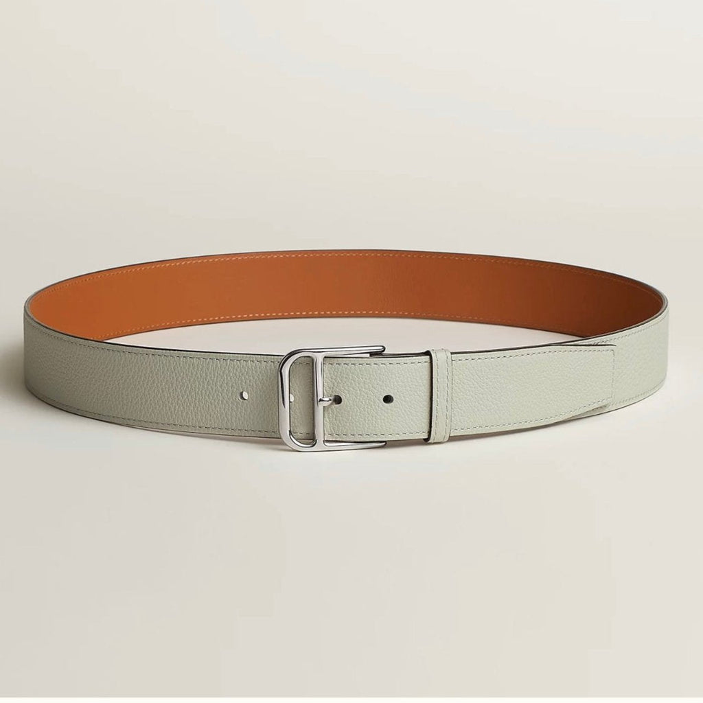HM ROMAIN 35MM BELT WHITE CREAM LEATHER SILVER HARDWARE|Hermès belt