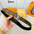 LOUIS VUITTON LV Initiales 30mm Reversible Belt Silver Rotating Buckle Black Brown Leather