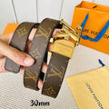 LOUIS VUITTON LV Initiales 30mm Reversible Belt Gold Rotating Buckle Black Brown Leather