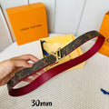 LOUIS VUITTON LV Initiales 30mm Reversible Belt Gold Rotating Buckle Burgundy Brown Leather