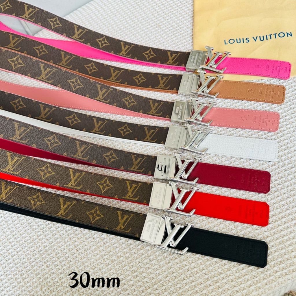 LOUIS VUITTON LV Initiales 30mm Reversible Belt Gold Rotating Buckle Burgundy Brown Leather