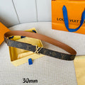 LOUIS VUITTON LV Initiales 30mm Reversible Belt Gold Rotating Buckle Tan Brown Leather
