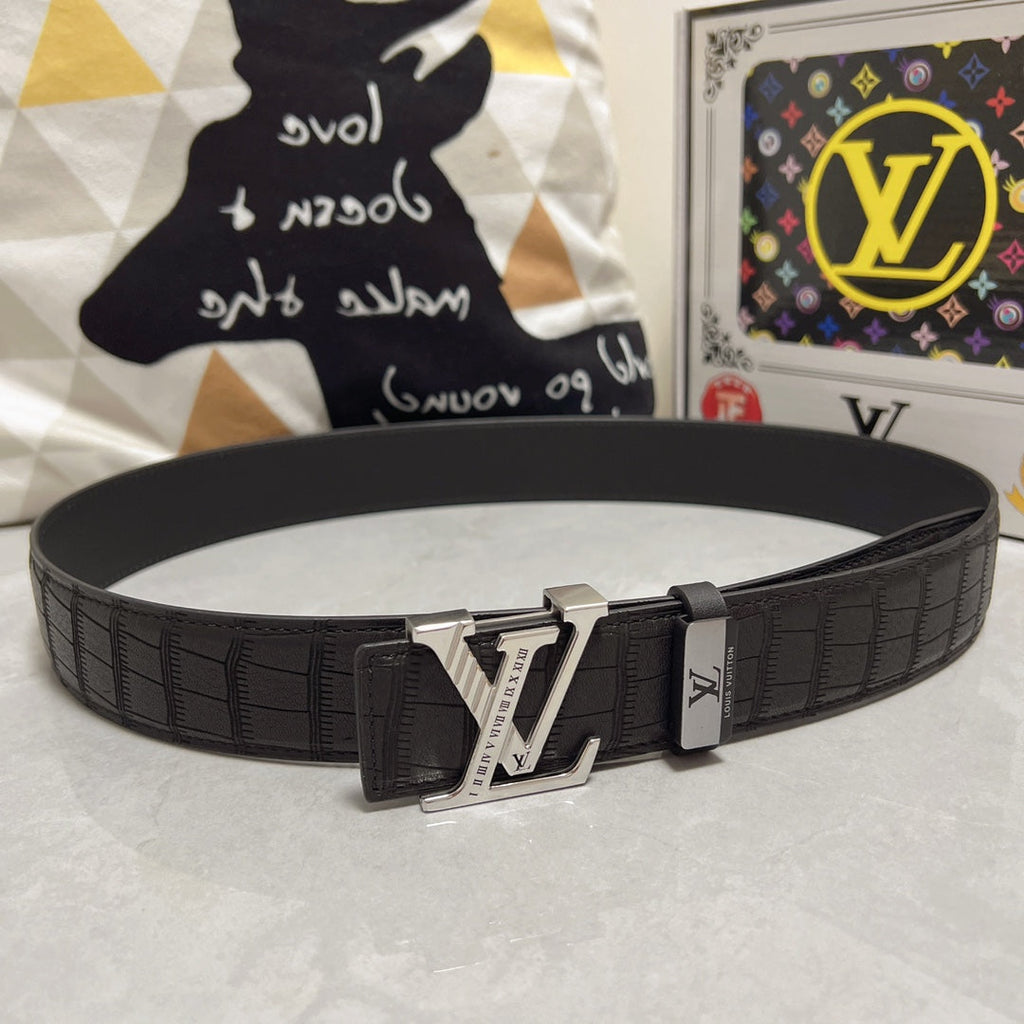 LOUIS VUITTON LV 25S BELT 38 MM IN BLACK CALFSKIN 593269