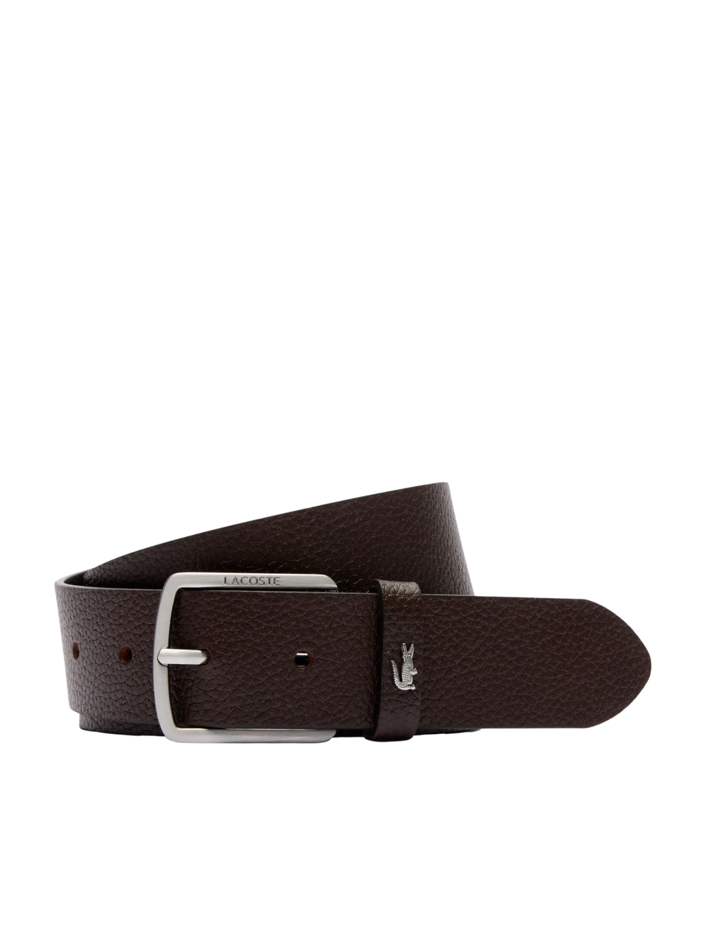 LACOSTE Grained Leather Belt Brown