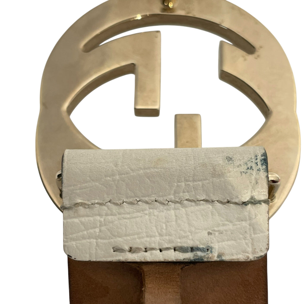 GUCCI/Belt/Monogram/Leather/WHT/L's/