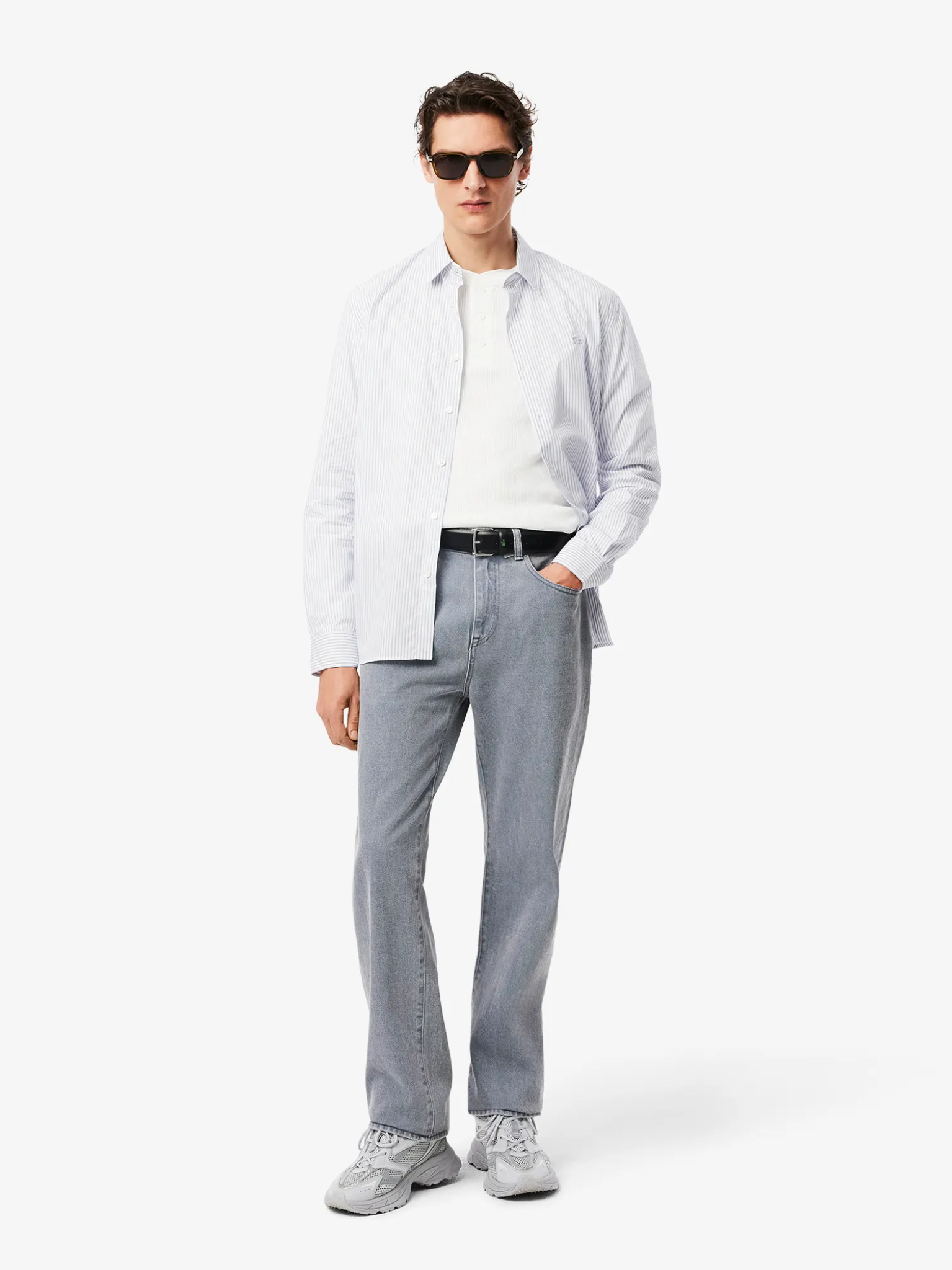 LACOSTE Smooth Leather Belt Black