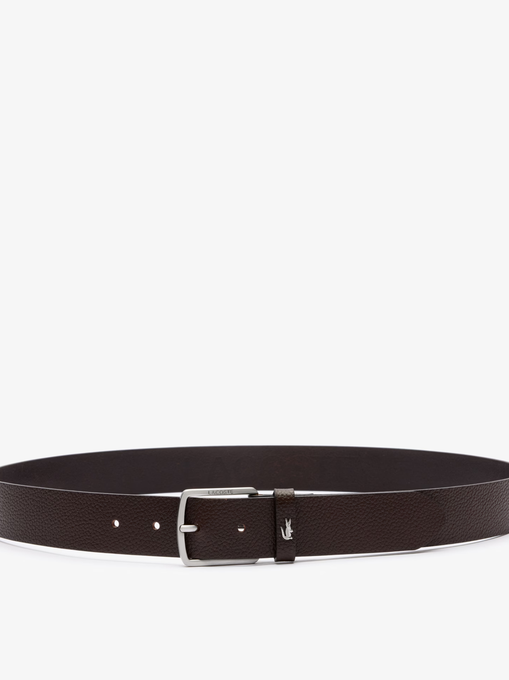 LACOSTE Grained Leather Belt Brown