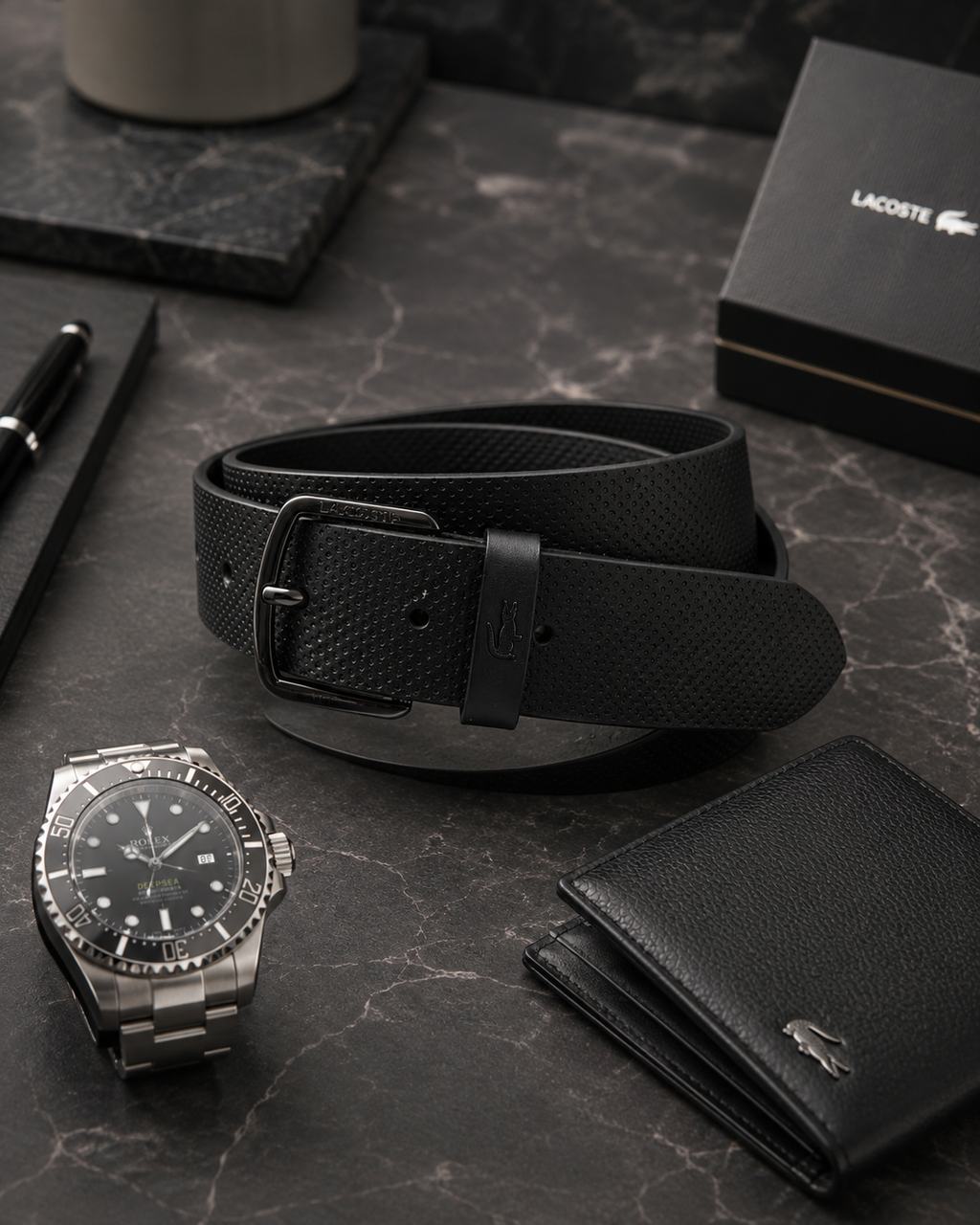 Lacoste Perforated Leather Belt Black RC4084 000