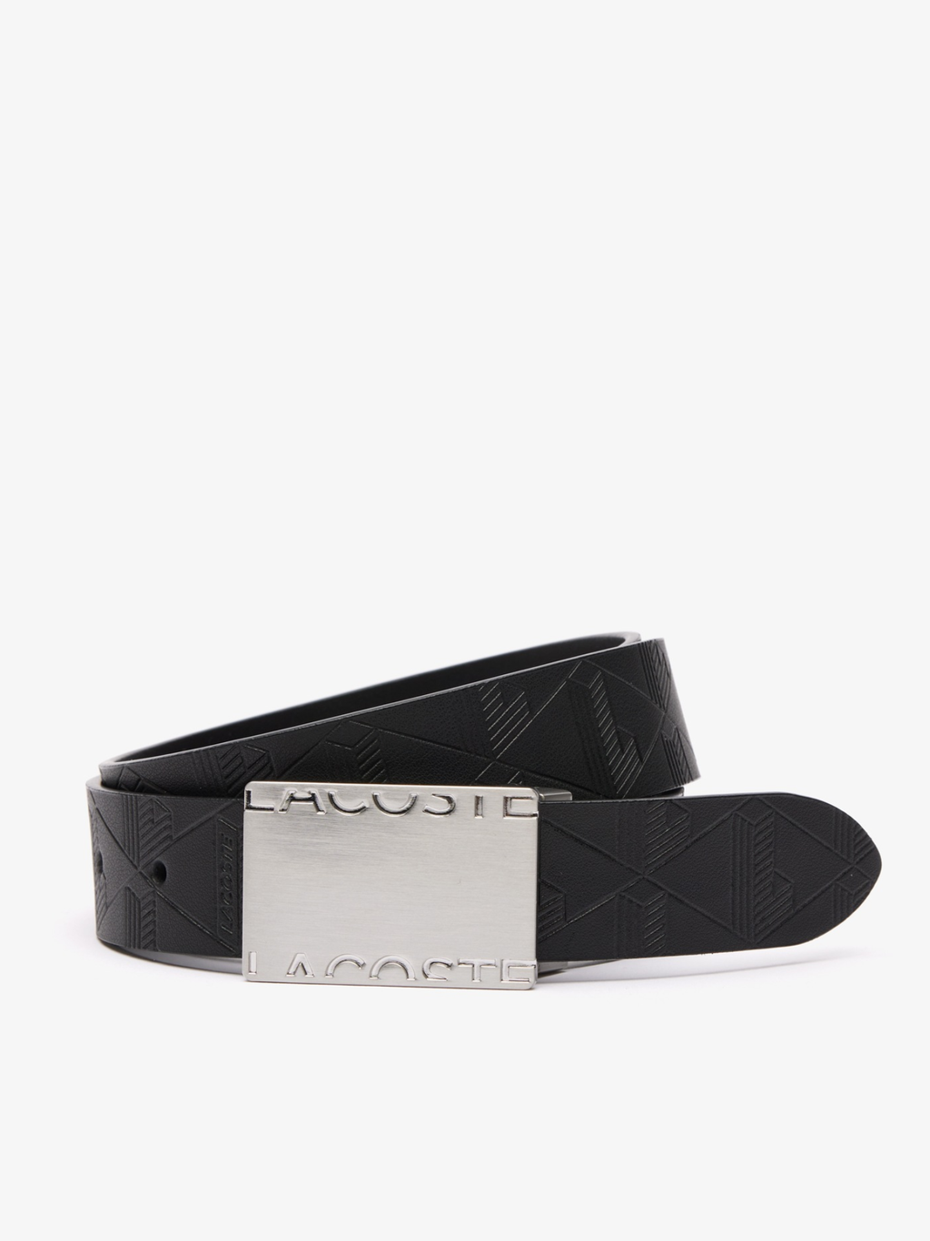 LACOSTE Smooth Leather Belt and 2 Buckle Gift Set Black