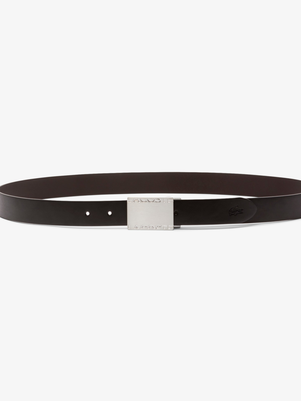 LACOSTE Smooth Leather Belt and 2 Buckle Gift Set Black Brown