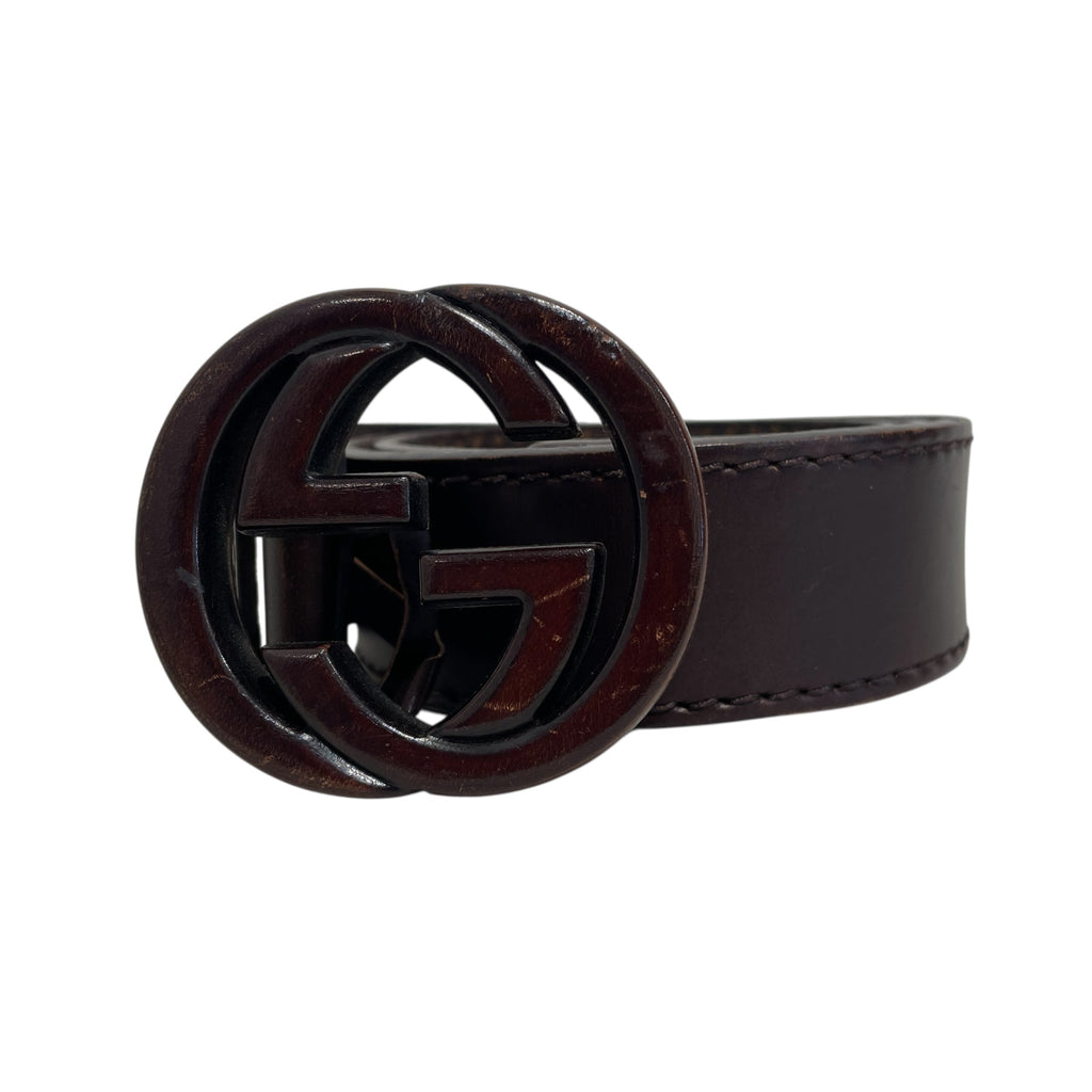 GUCCI/Belt/Leather/BRW/Interlocking G Wood Belt