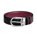 Montblanc reversible belt 35 mm black/cassis leather with horseshoe buckle 199640