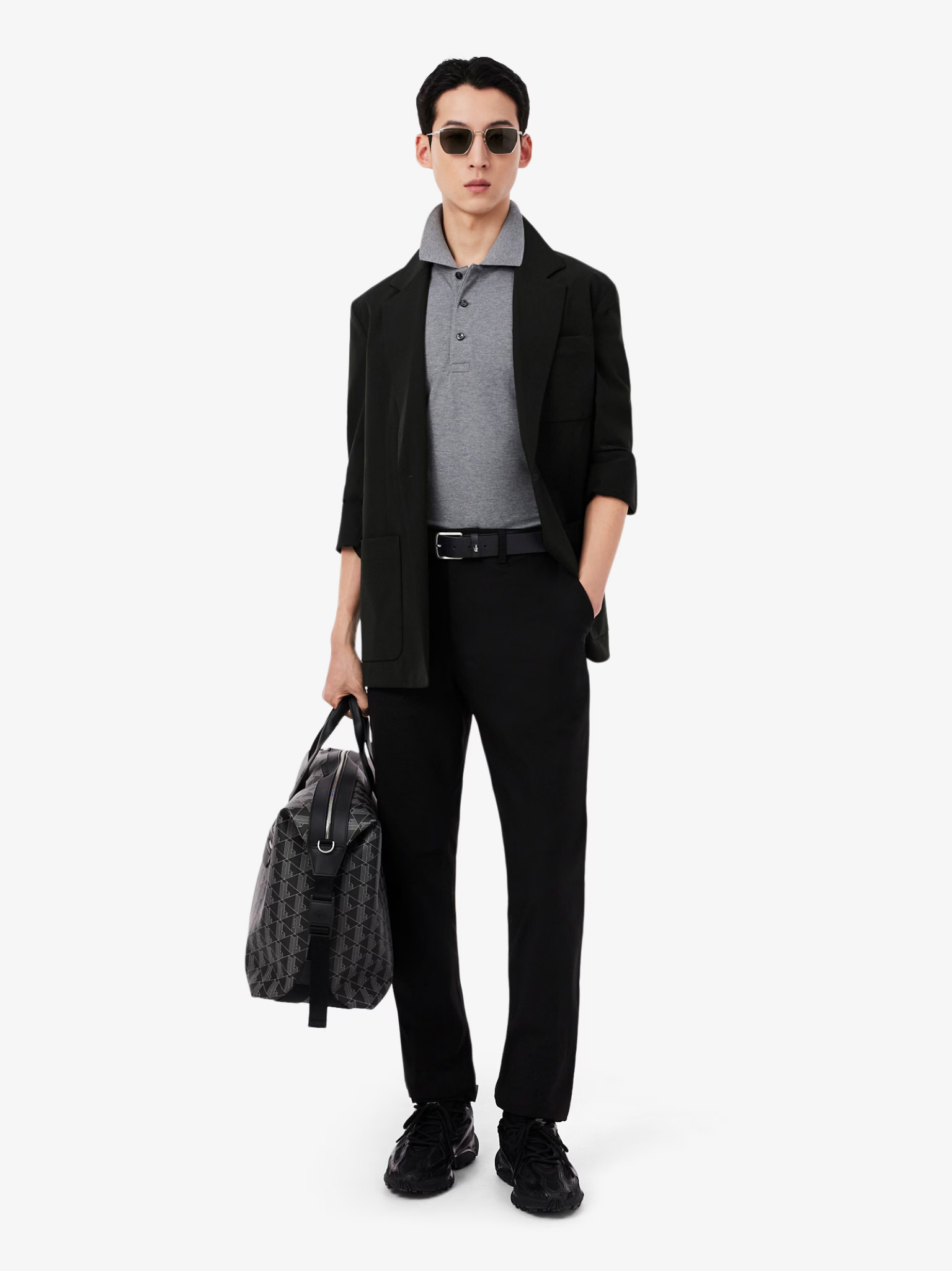 LACOSTE Smooth Leather Belt Black