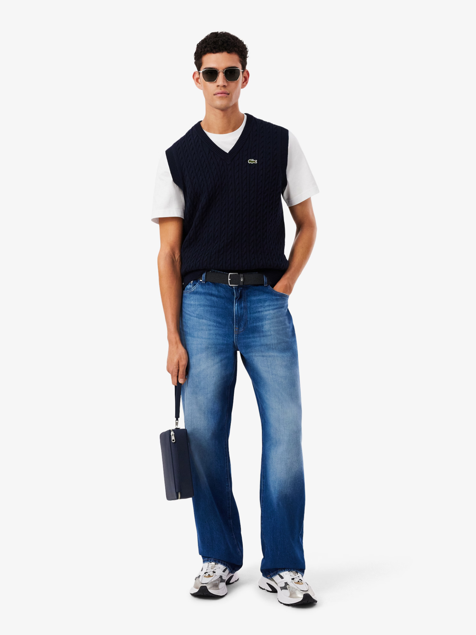LACOSTE Stretch Canvas Strap Belt Black