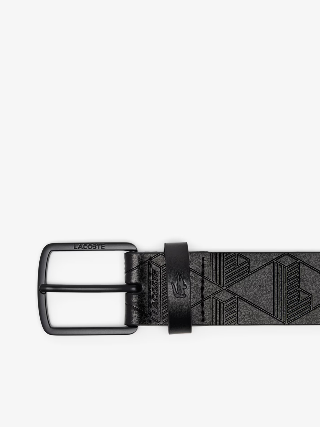 LACOSTE Monogram Leather Belt Black