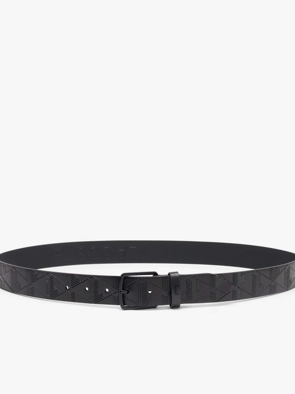LACOSTE Monogram Leather Belt Black
