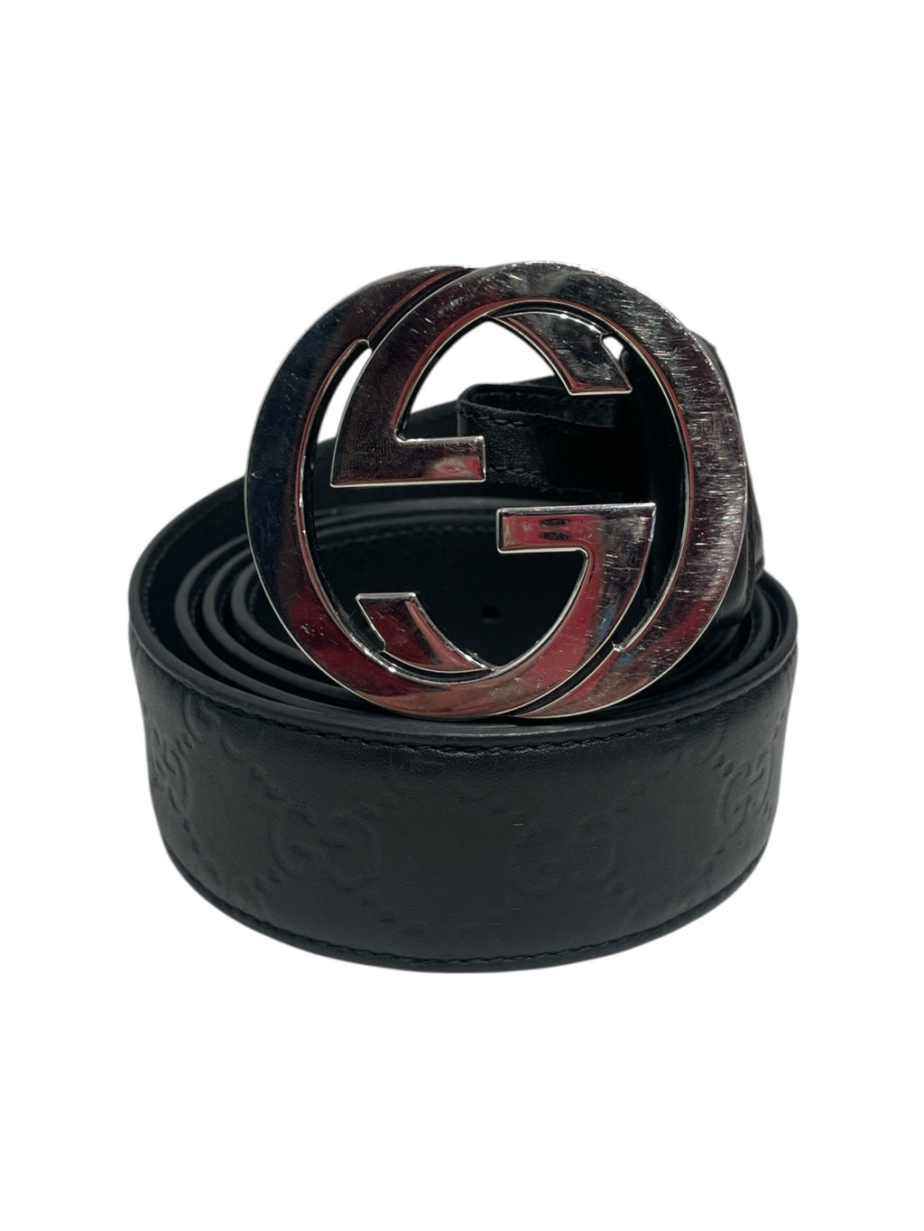 GUCCI/Belt/Monogram/Leather/BLK/Silver GG Monogram Belt