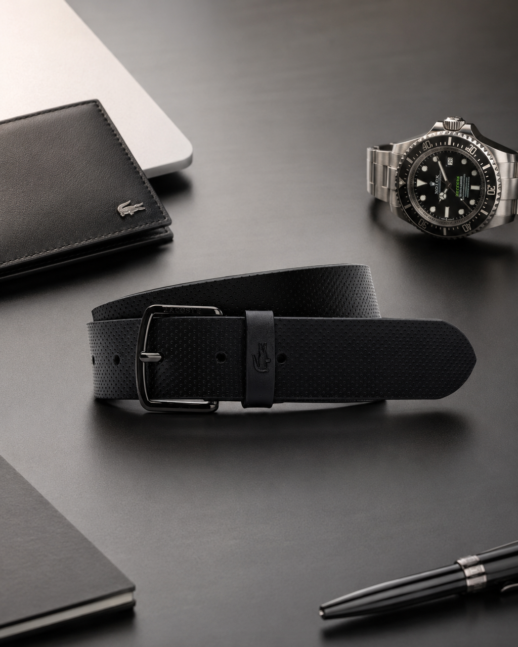 Lacoste Perforated Leather Belt Black RC4084 000
