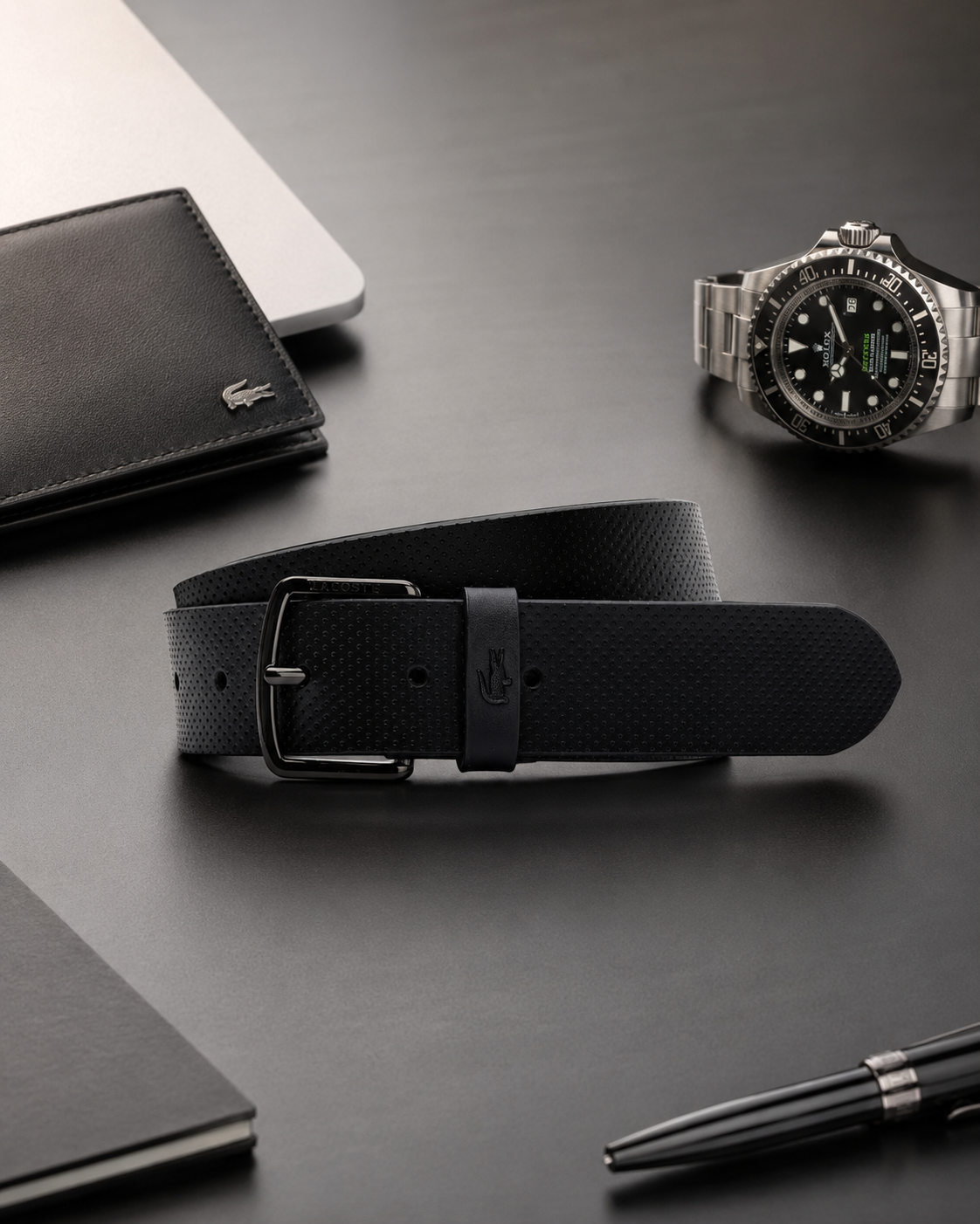Lacoste Perforated Leather Belt Black RC4084 000