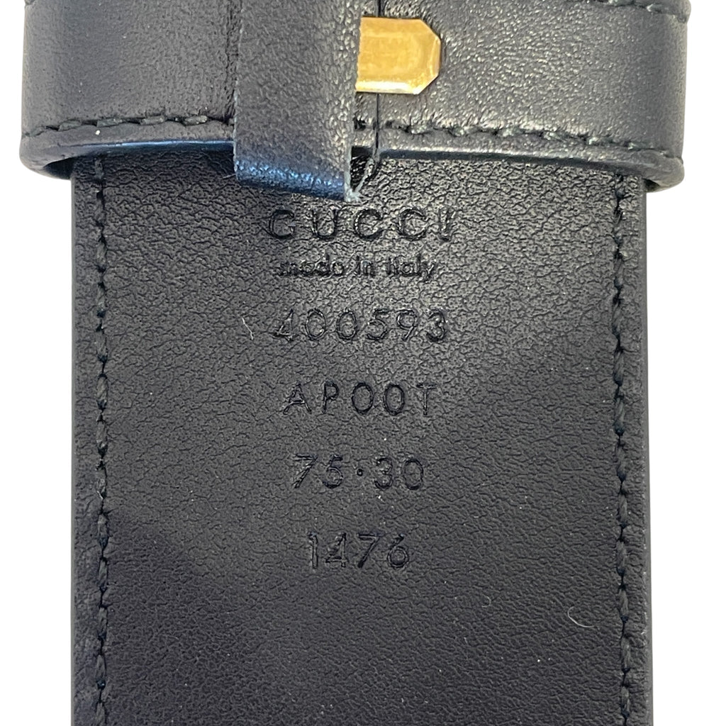 GUCCI/Belt/Leather/BLK/GOLD DOUBLE G