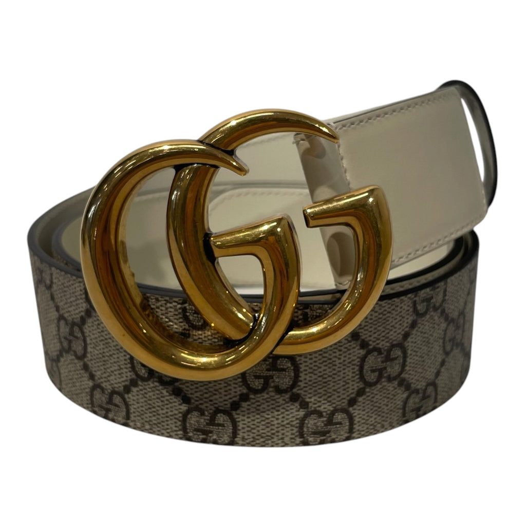 GUCCI/Belt/Monogram/Leather/CRM/L's/