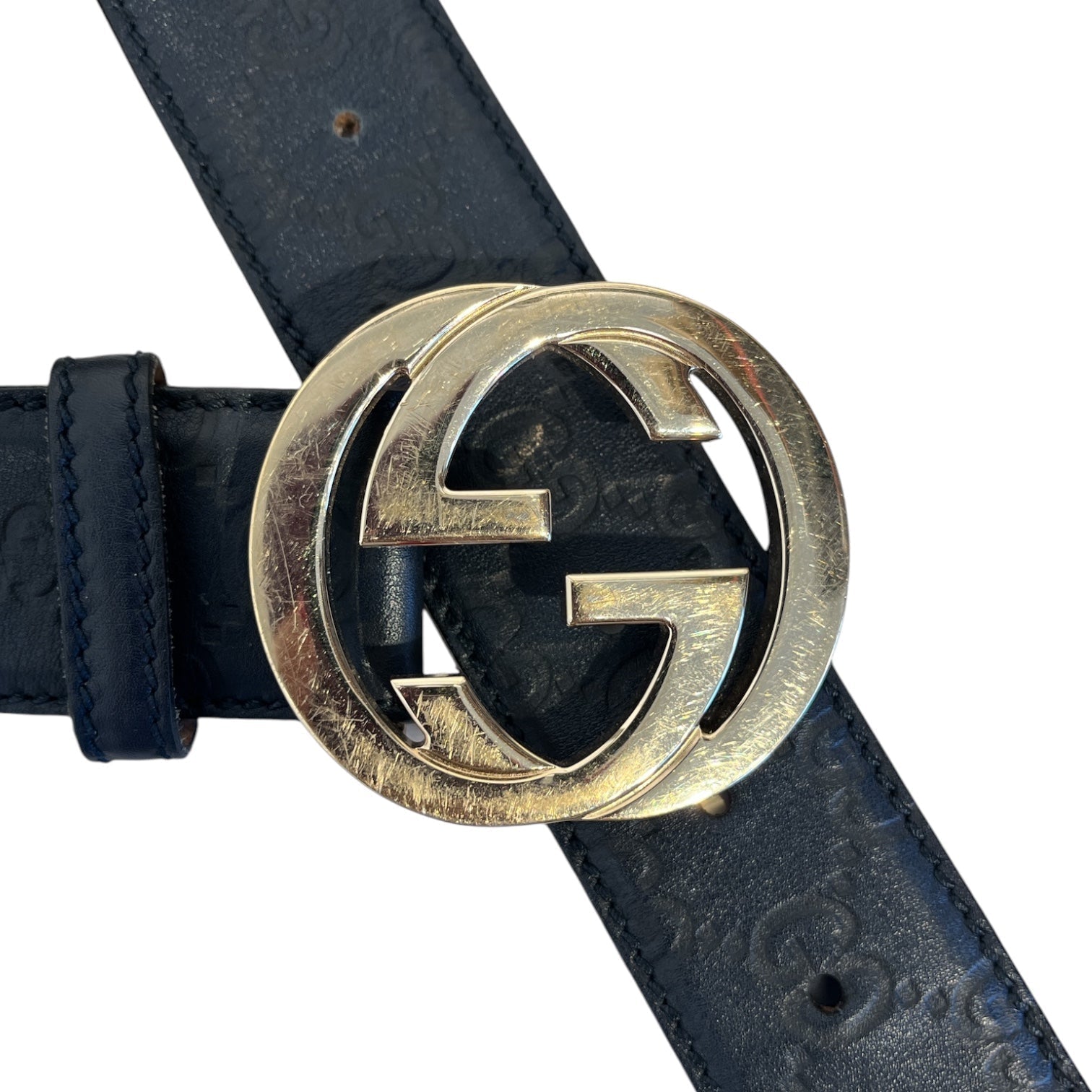 GUCCI/Accessories/Leather/NVY/M's/GG embossed belt