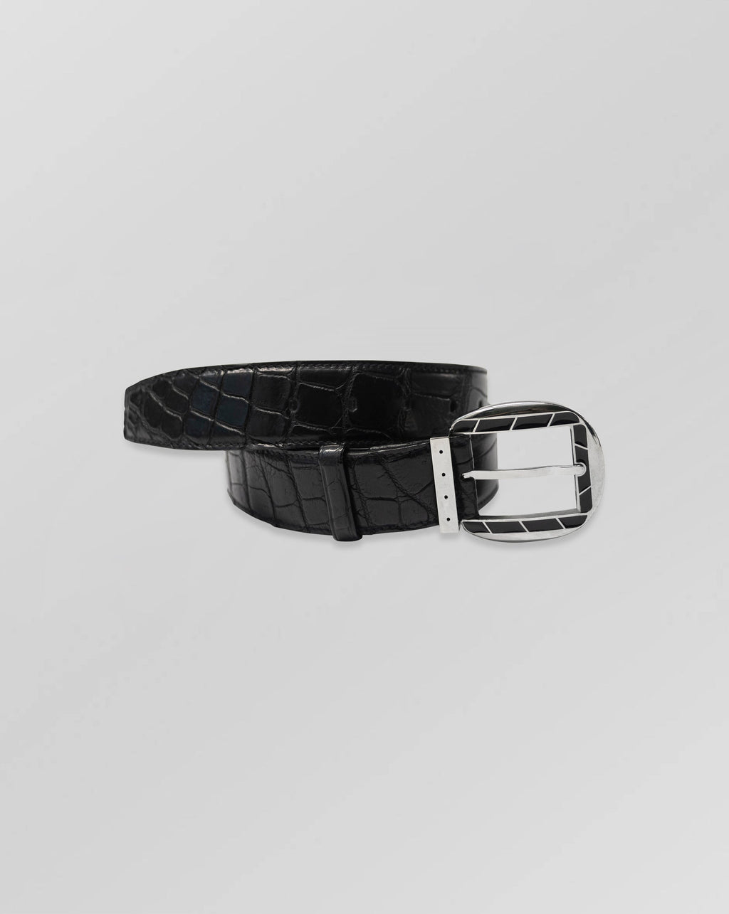 Stefano Ricci Crocodile Leather Belt Silver Buckle