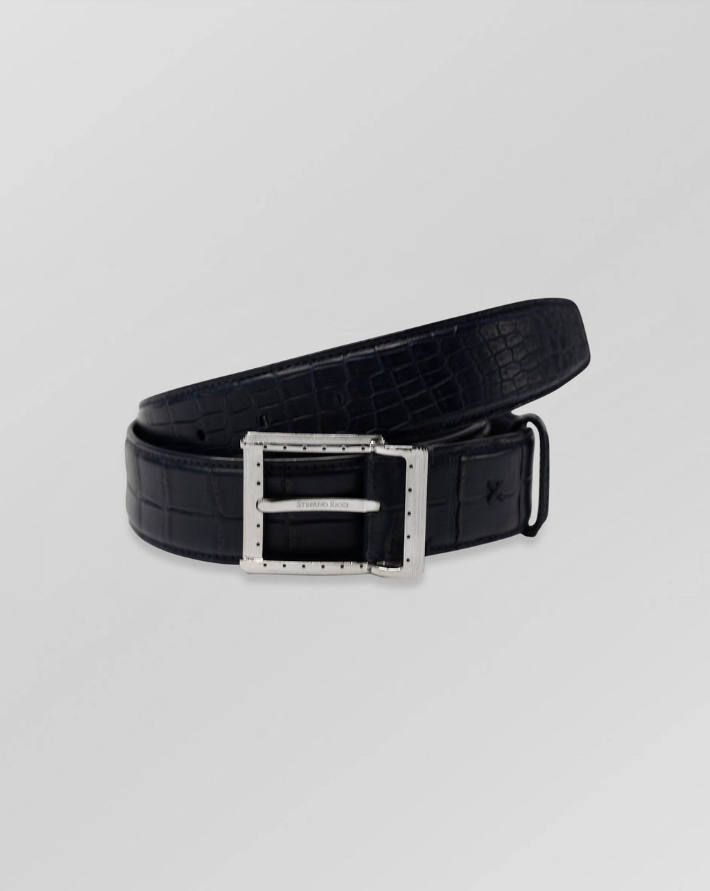 Stefano Ricci Crocodile Leather Belt with Silver Buckle