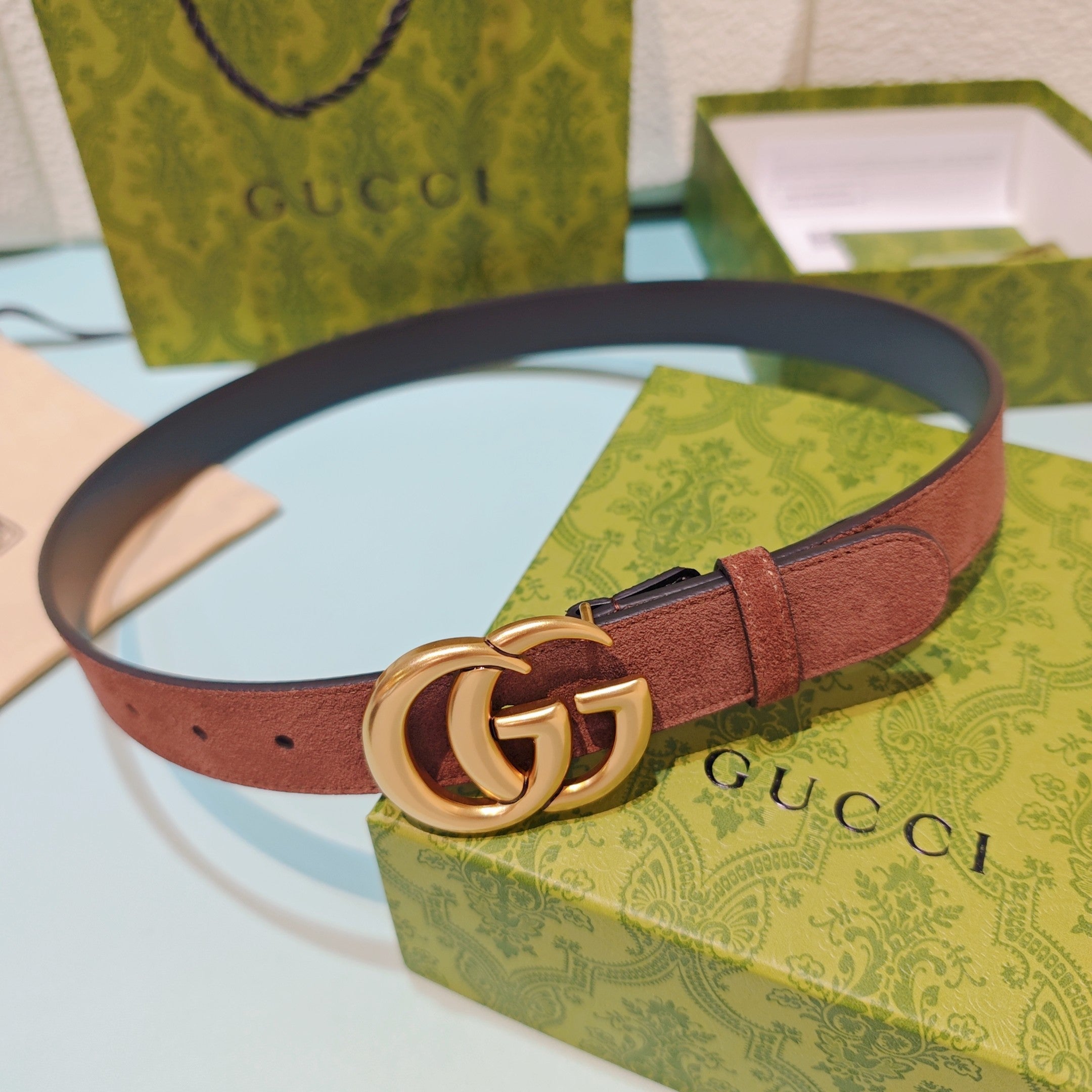 GG Marmont Belt 3cm Suede Leather GHW 212490