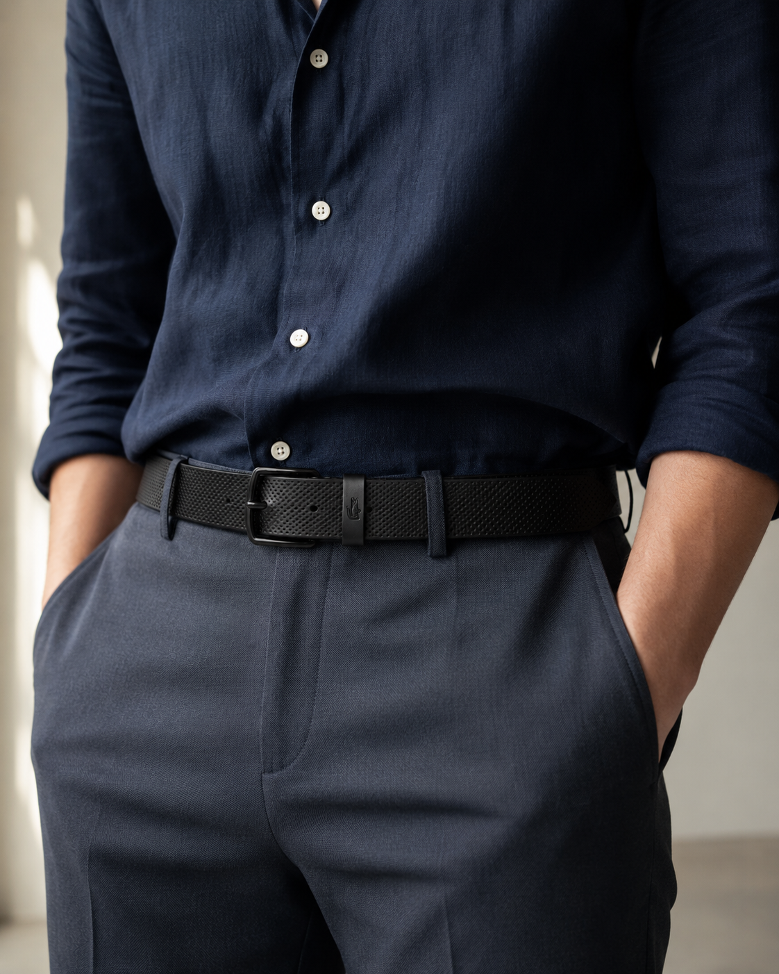 Lacoste Perforated Leather Belt Black RC4084 000