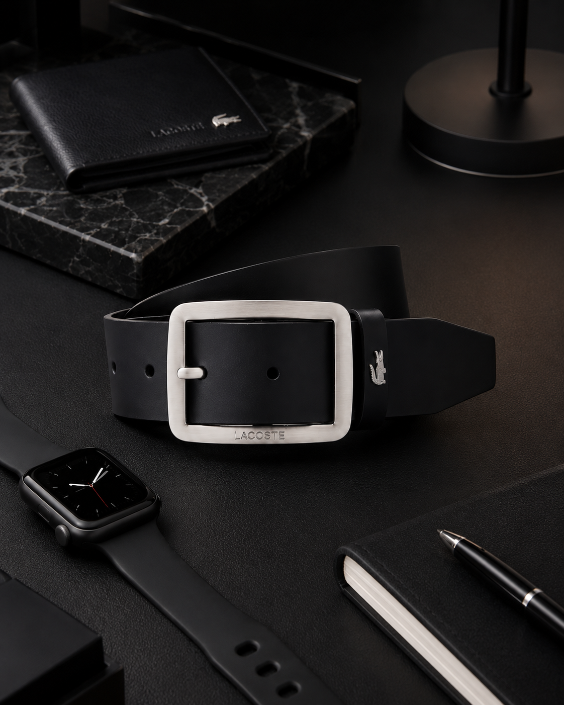 Lacoste Raw Edges Leather Belt Black RC3096 000