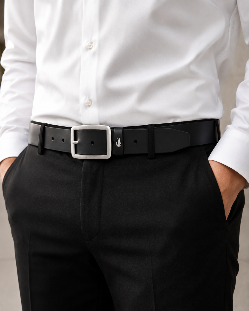 Lacoste Raw Edges Leather Belt Black RC3096 000