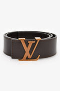 Louis Vuitton Brown Grained Leather LV Belt Size 75