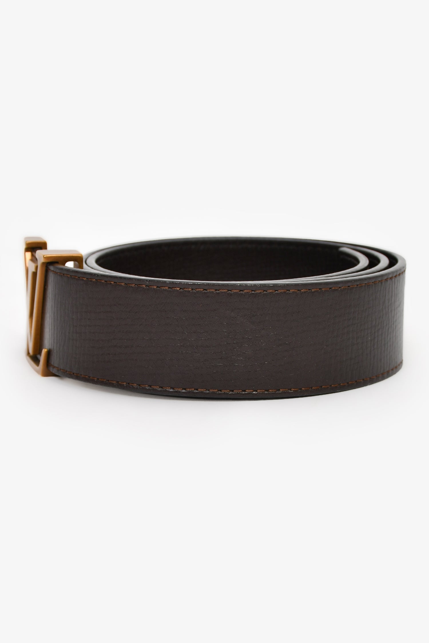 Louis Vuitton Brown Grained Leather LV Belt Size 75