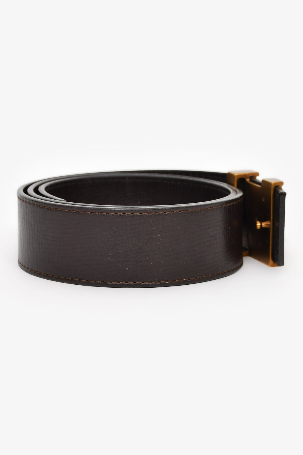 Louis Vuitton Brown Grained Leather LV Belt Size 75